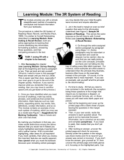 Learning Module: The 3R System of Reading