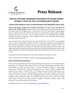 critical outcome commences treatment of second cohort in phase 1