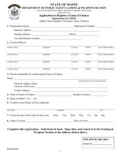 Game of Chance Registration