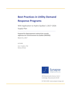 Best Practices in Utility Demand Response Programs
