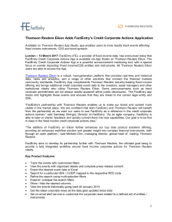 Thomson Reuters Eikon Adds FactEntrys Credit Corporate Actions