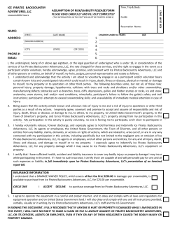 ice pirates backcountry adventures, llc assumption of risk/liability