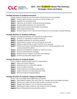 2015 &ndash; 2017 Academic Master Plan Summary Strategies, Goals and
