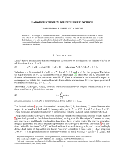 HADWIGER`S THEOREM FOR DEFINABLE FUNCTIONS Let Rn