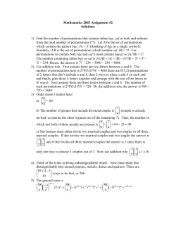 Mathematics 2865 Assignment #2 Solutions 1) Find the number of