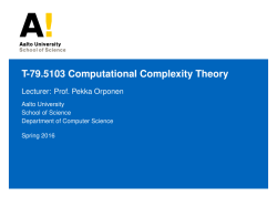 T-79.5103 Computational Complexity Theory