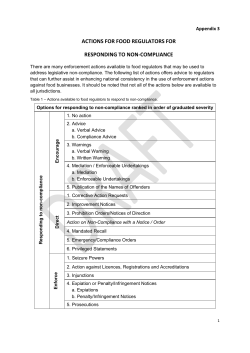actions for food regulators for responding to non