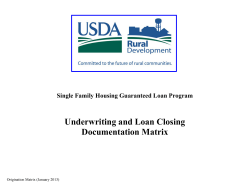 Underwriting and Loan Closing Documentation Matrix