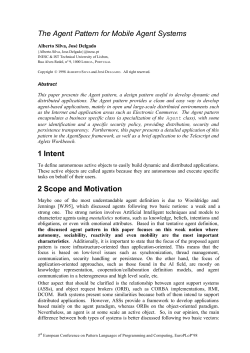 The Agent Pattern for Mobile Agent Systems 1 Intent 2 Scope and