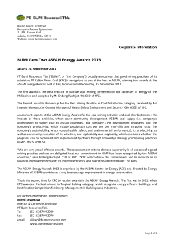 BUMI Gets Two ASEAN Energy Awards 2013