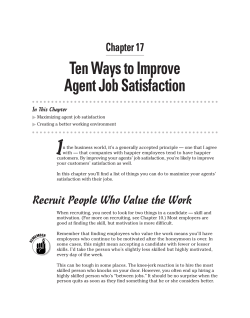 Chapter 17: Ten Ways to Improve Agent Job Satisfaction