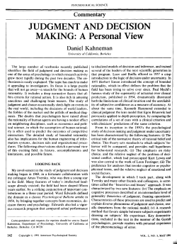 JUDGMENT AND DECISION MAKING: A
