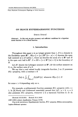 ON BLOCH HYPERHARMONIC FUNCTIONS Throughout this paper