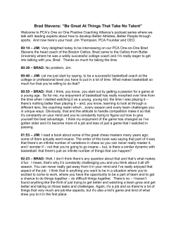 Brad Stevens: “Be Great At Things That Take No Talent”
