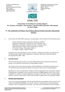 Circular 07/05 - Programme of Training in Learning Support