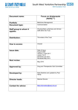 Aripiprazole Communication - South West Yorkshire Partnership