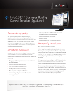 Infor10 ERP Business Quality Control Solution (SyteLine)