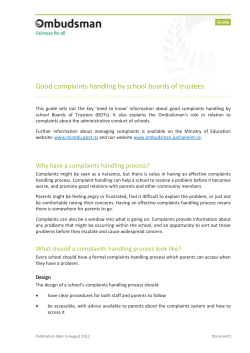 Good complaints handling by school boards of trustees ,