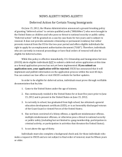 Deferred Action for Certain Young Immigrants