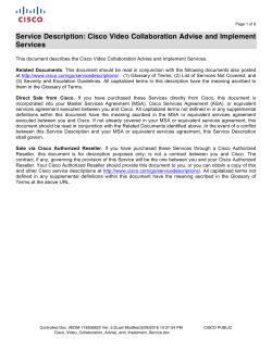 Cisco Video Collaboration Advise and Implement Services