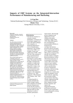 Impact of ERP Systems on the Integrated