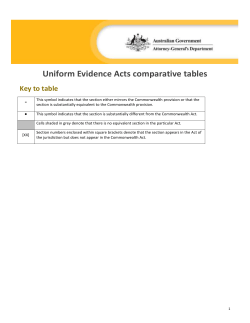 Uniform Evidence Acts comparative tables
