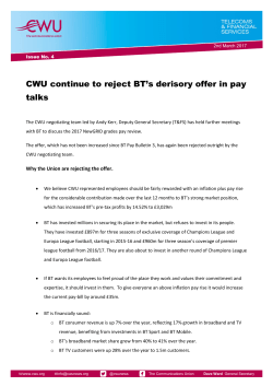 CWU continue to reject BT`s derisory offer in pay talks