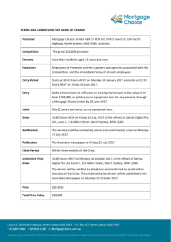 TERMS AND CONDITIONS FOR GAME OF CHANCE Promoter