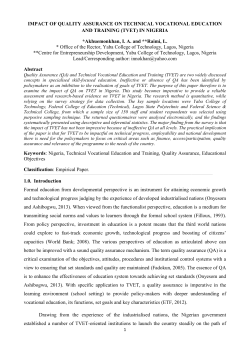 impact of quality assurance on technical vocational education and