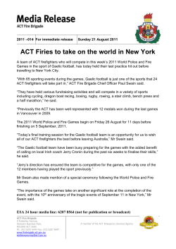 ACT Firies to take on the world in New York A team of ACT