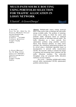 multi-path source routing using portfolio selection for traffic