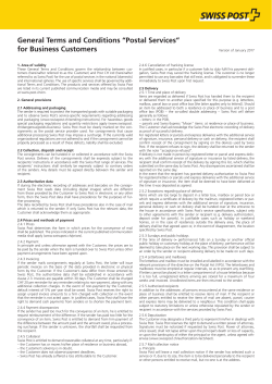 General Terms and Conditions &ldquo;Postal Services&rdquo; for Business