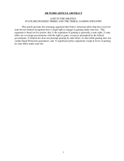 State-Recognized Tribes and the Tribal Gaming Industry
