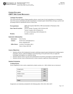 COURSE SYLLABUS CMPT 306: GAME MECHANICS Instructor