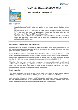 Health at a Glance: EUROPE 2014 How does Italy