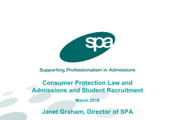 Consumer Protection - Supporting Professionalism in Admissions