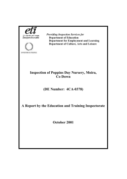 "Report on the Inspection of Poppins Day Nursery, Moira, Co
