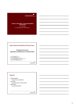 Agent-Based Modelling Working Party Agenda
