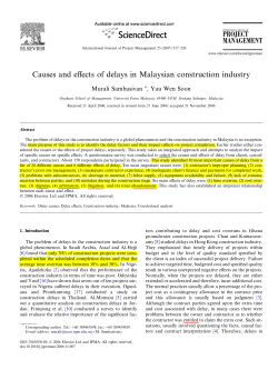 Causes and effects of delays in Malaysian construction industry