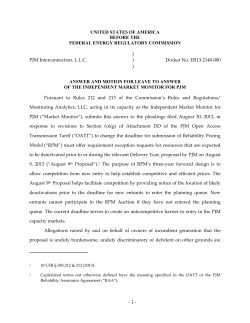 IMM Answer and Motion for Leave to Answer re RPM BRA Deadline