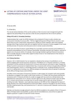 lifting of certain sanctions under the joint comprehensive plan of action