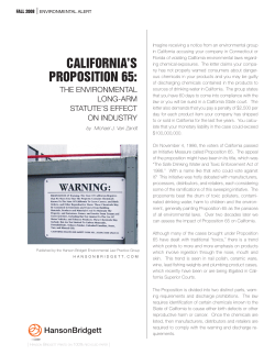 "California`s Proposition 65: The Environmental Long