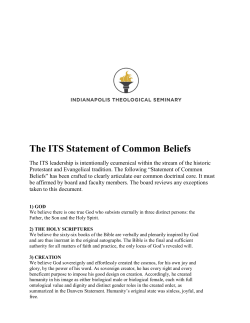 The ITS Statement of Common Beliefs