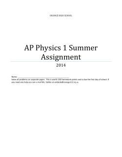 AP Physics 1 Summer Assignment