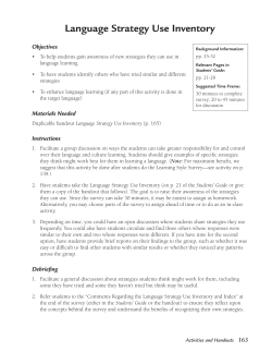 Language Strategy use inventory - Purdue
