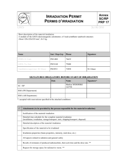 Irradiation Permit Permis d`irradiation Annex SC/RP