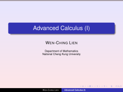 Advanced Calculus (I)