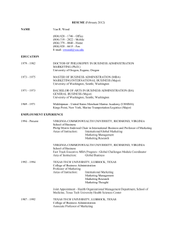 resume (01 - 2001) - VCU School of Business