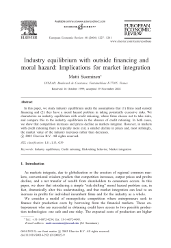Industry equilibrium with outside financing and moral hazard
