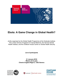 Ebola: A Game Change in Global Health?